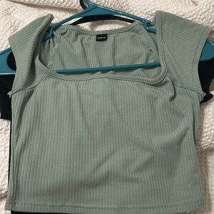 SHEIN XS green square necked cropped top